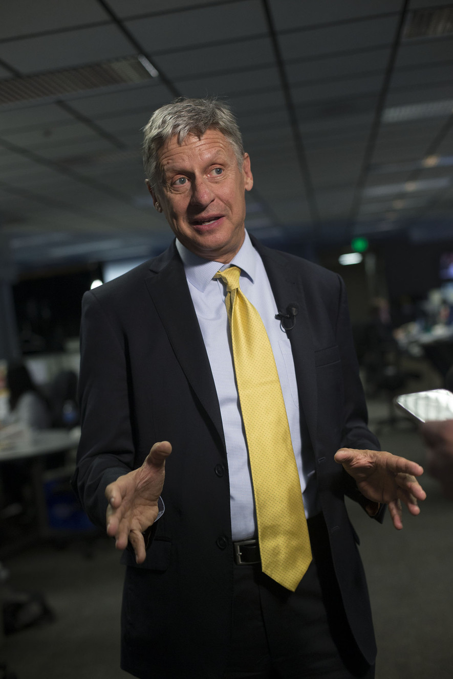 Libertarian presidential candidate Gary Johnson speaks to Deseret News, KSL-TV and KSL Radio reporters at the Triad Center in Salt Lake City on Wednesday, Oct. 12, 2016. (Photo: Laura Seitz, Deseret News)