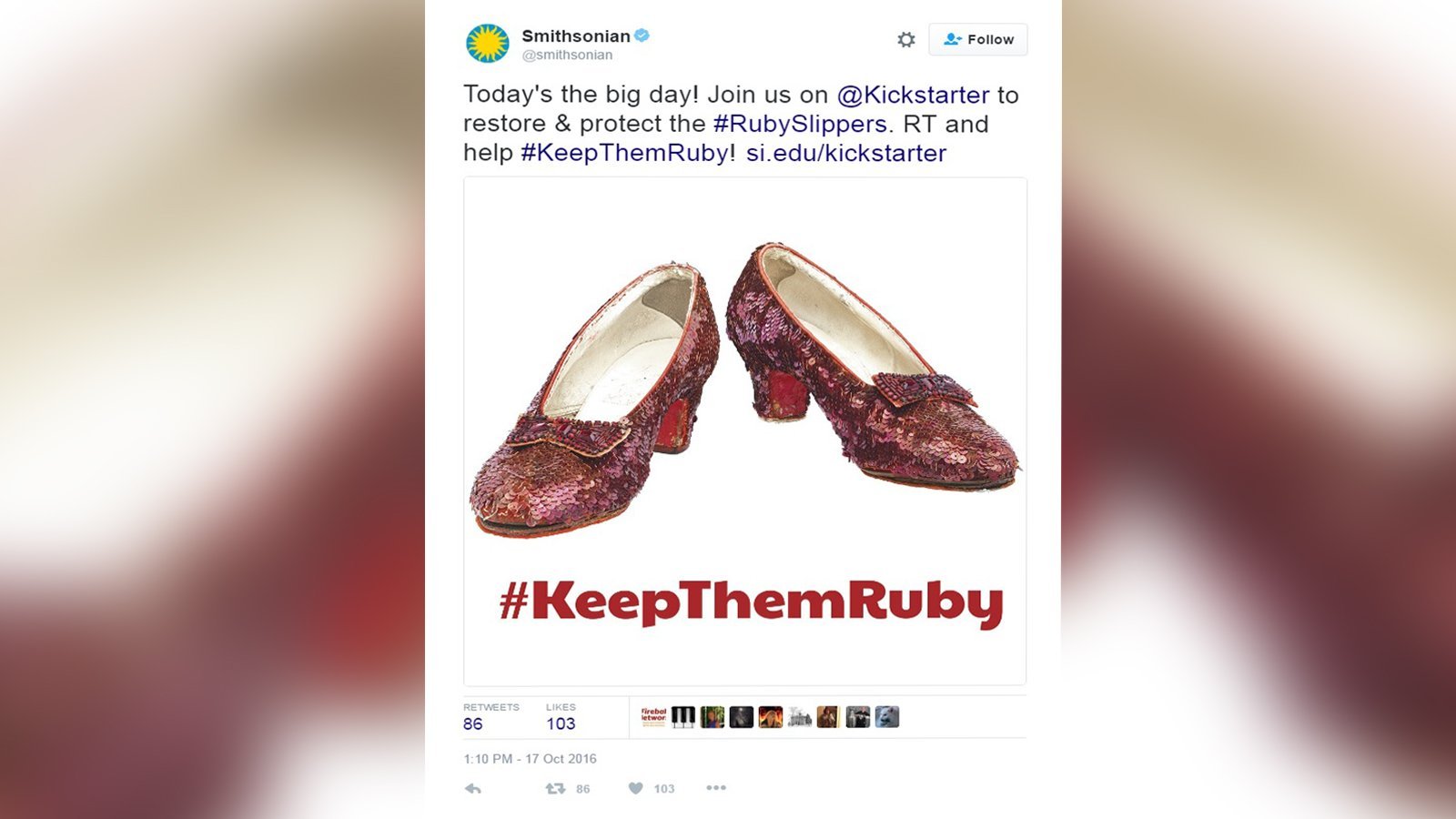 Smithsonian needs $300K to save Dorothy's red slippers