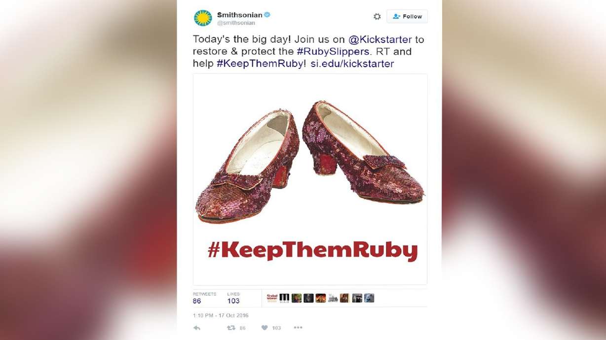 Smithsonian needs $300K to save Dorothy's red slippers
