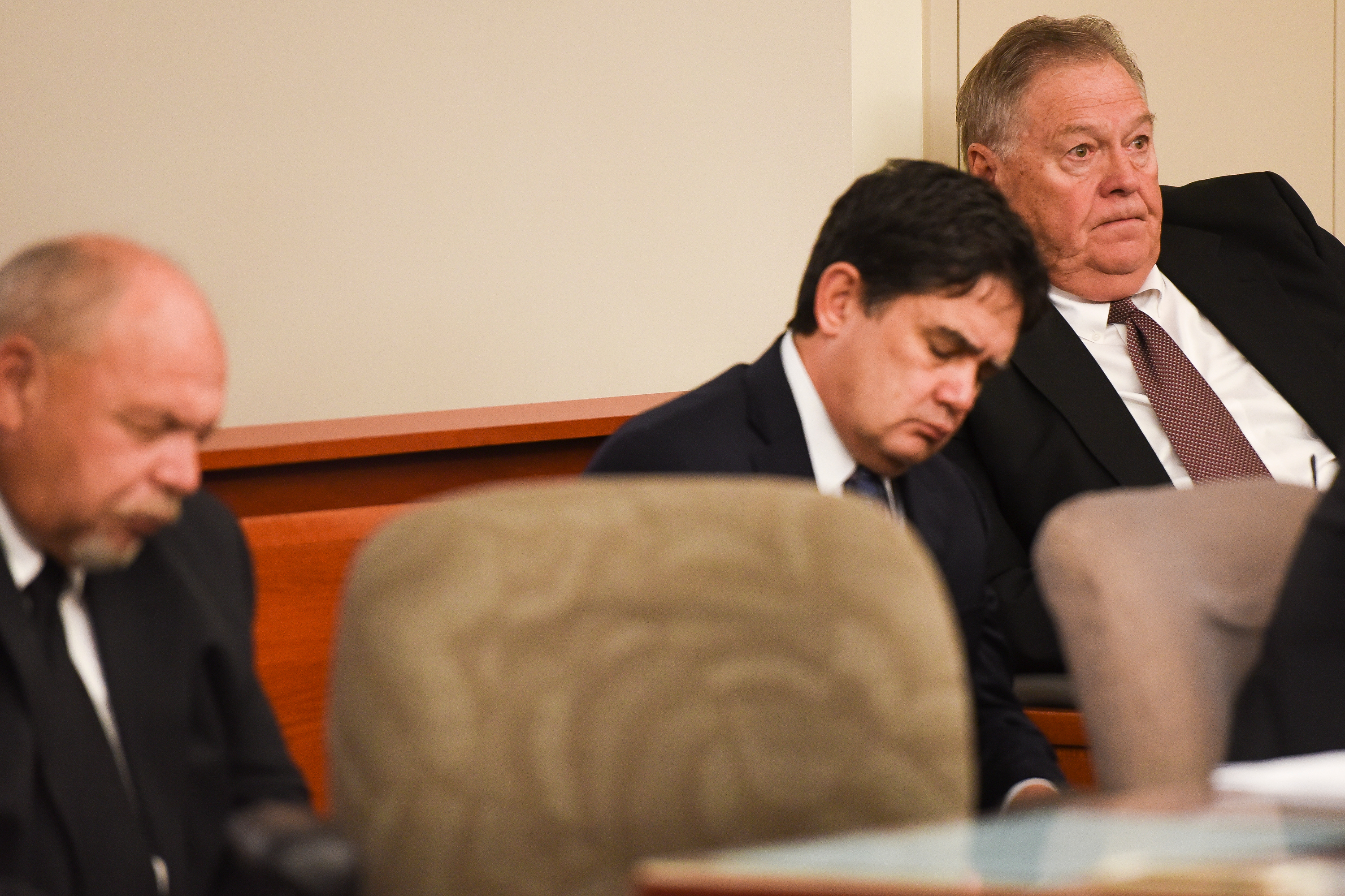 Alan McKee, left, and Gary Anderson, back right, listen to testimony during a preliminary hearing on Thursday, June 2, 2016, at the Scott M. Matheson Courthouse in Salt Lake City. Photo: Spenser Heaps, Deseret News