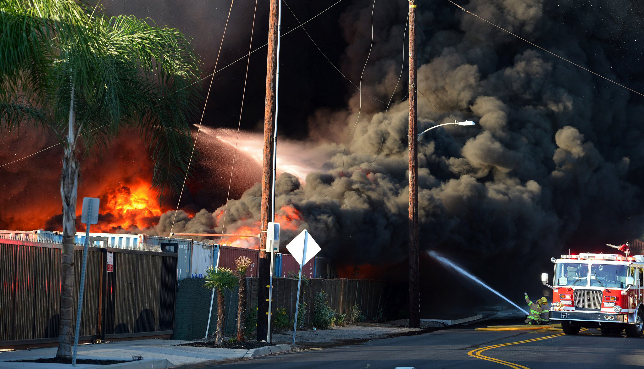 California recycling center fire sends up huge smoke cloud