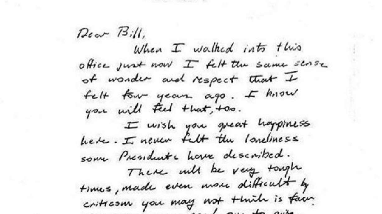 George HW Bush letter to Bill Clinton suggests there is some grace in politics