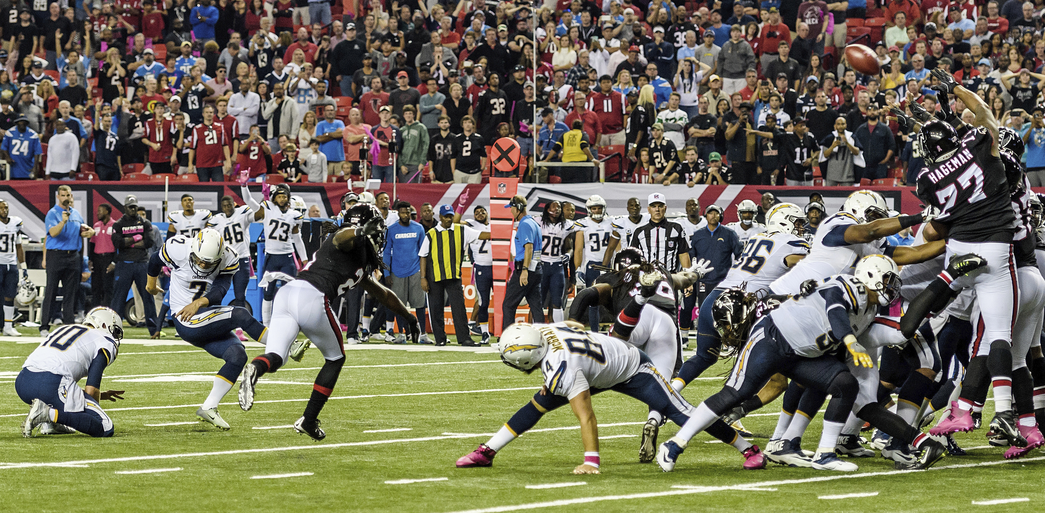 Chargers beat Falcons 33-30 in OT on Lambo's 42-yard FG