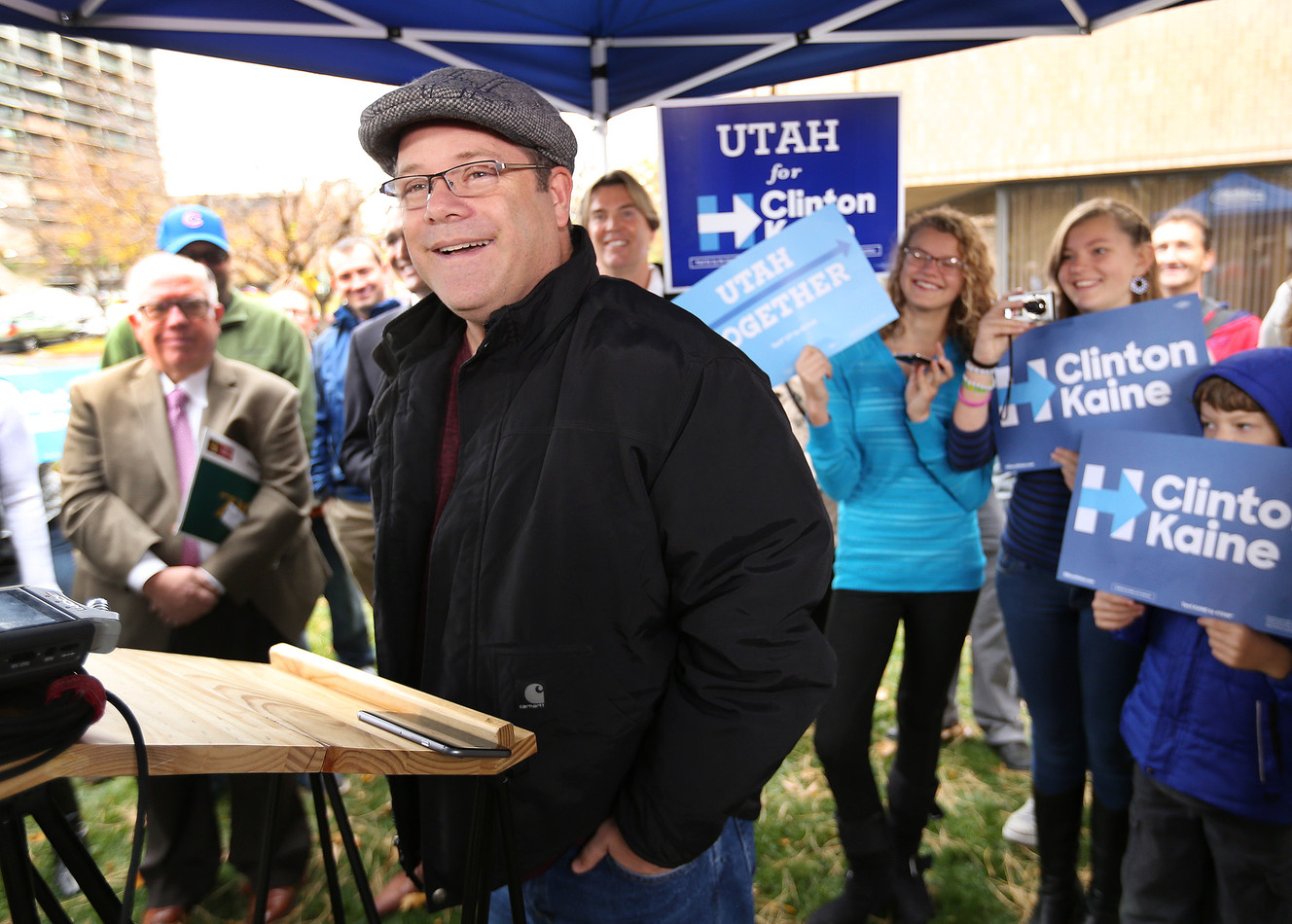 Actor Sean Astin joins Utah Democrats and Hillary for Utah supporters at the Salt Lake County Complex in Salt Lake City on Tuesday, Nov. 1, 2016. (Photo: Jeffrey D. Allred, Deseret News)
