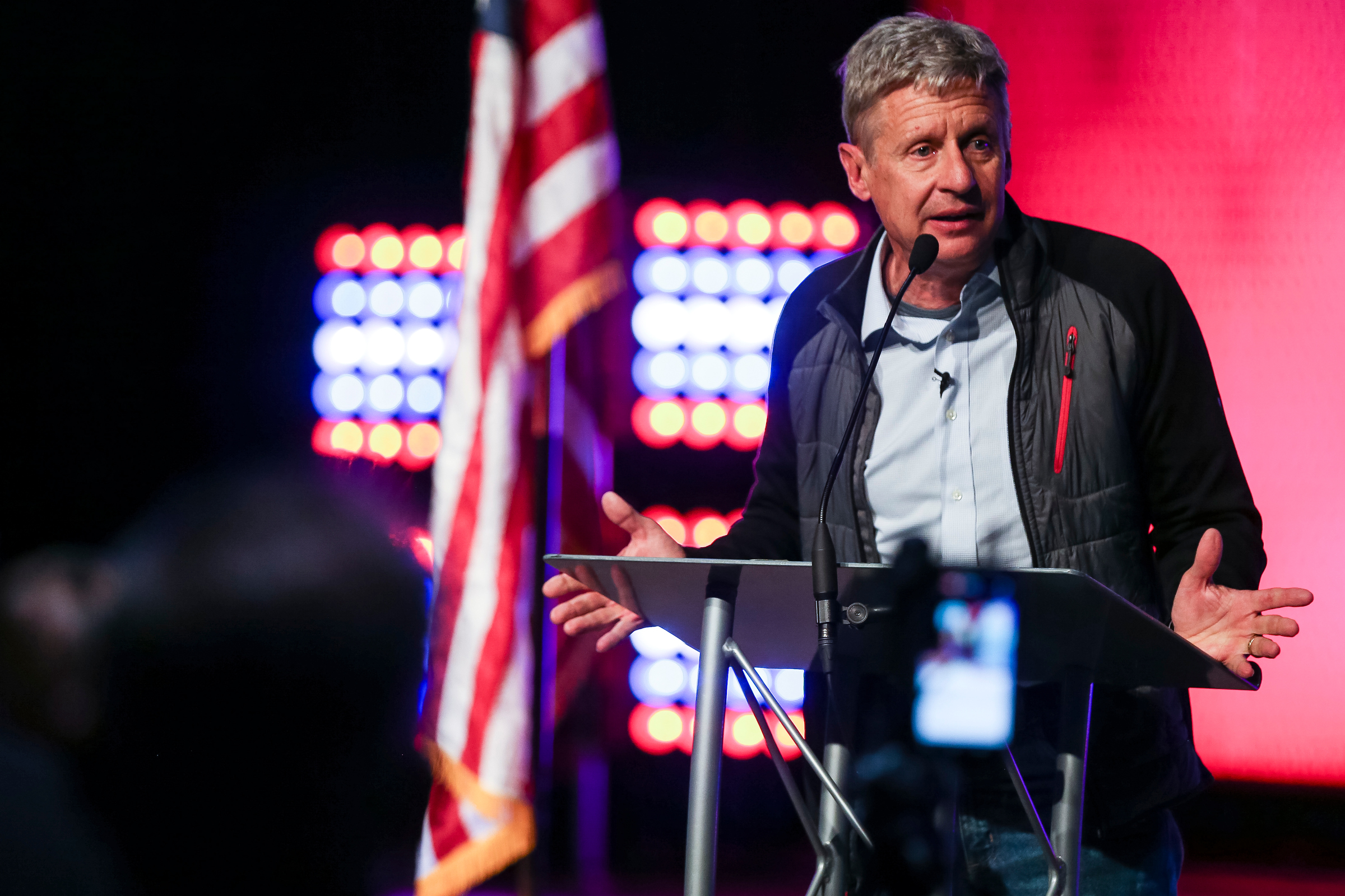 Libertarian presidential candidate Gary Johnson attends a rally at American International School of Utah in Murray on Tuesday, Nov. 1, 2016. (Spenser Heaps, Deseret News)