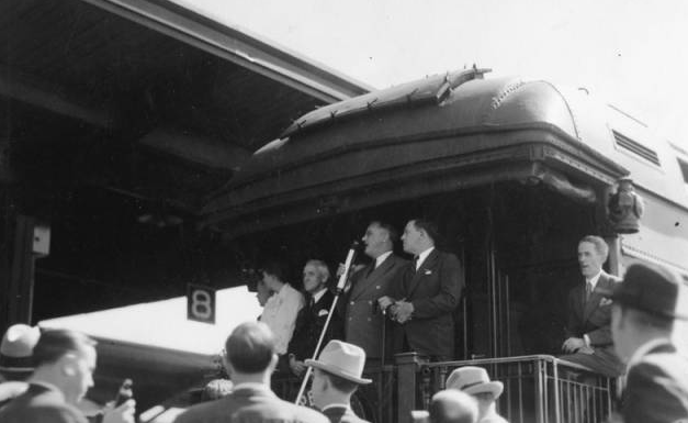 President Franklin D. Roosevelt speaking to a Utah crowd in 1936. He was in Utah that year to attend former Utah Governor George H. Dern's funeral. (Photo: Utah Division of History)