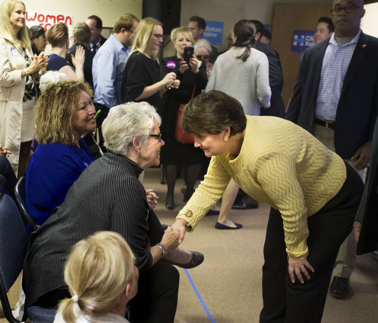 Anne Holton, wife of Democratic vice presidential candidate Tim Kaine, campaigns in Salt Lake City on Friday, Nov. 4, 2016. With more people voting in this election than any in history, Holton urged Utah voters to take advantage of the final day of in-person early voting, which ends Friday. (Photo: Laura Seitz, Deseret News)
