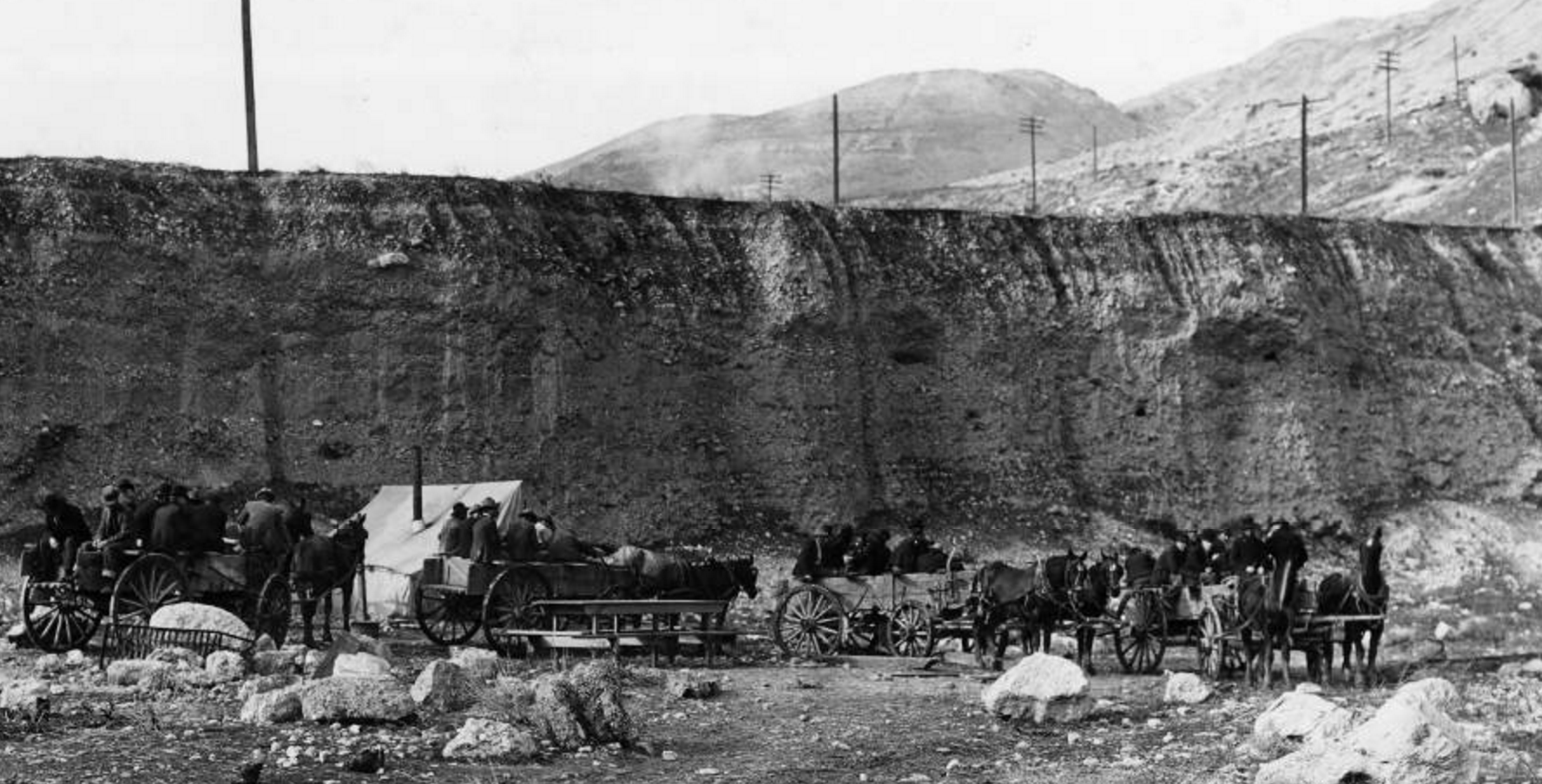 A Sugar House Penitentiary chain gang works at a campsite on March 19, 1909 (Photo: Utah Division of History)