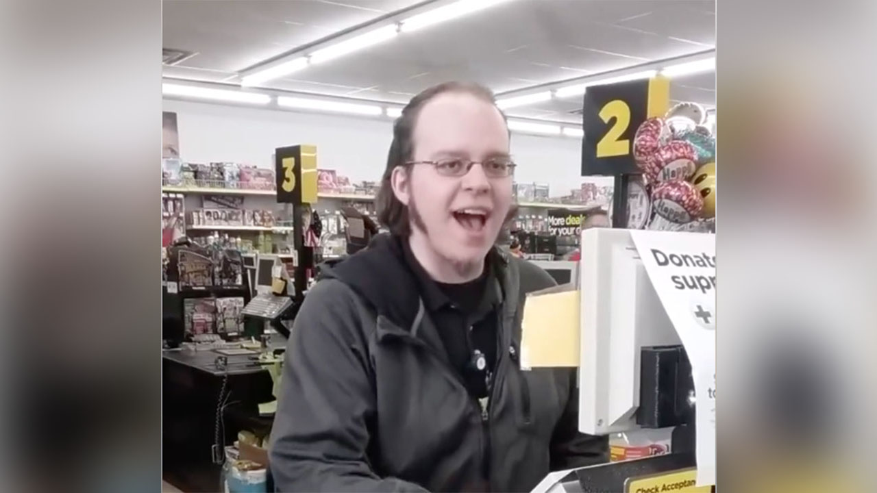 Video of dollar store clerk serenading customers goes viral
