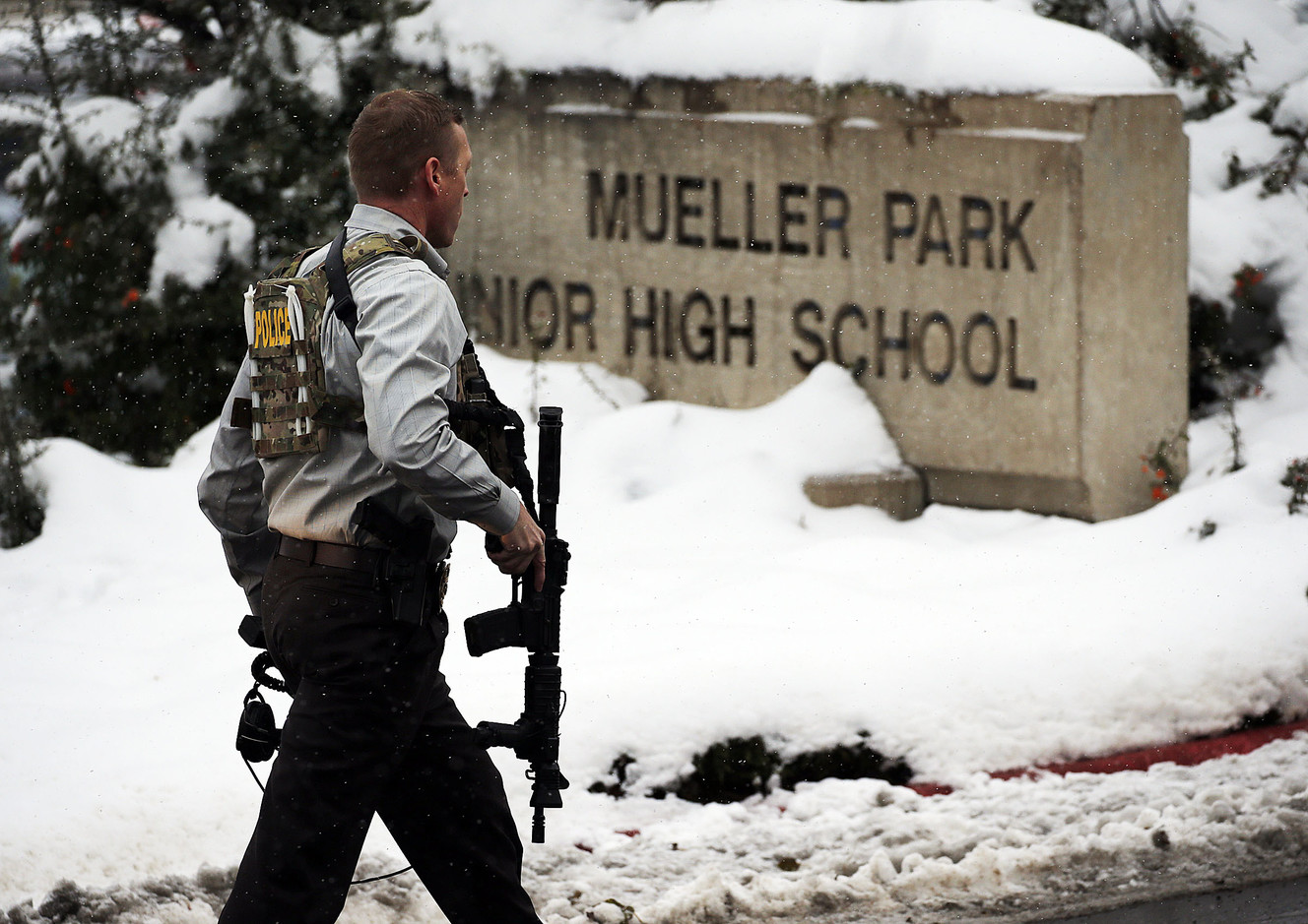 Officials respond to a shooting incident at Mueller Park Junior High School in Bountiful on Thursday, Dec. 1, 2016. No injuries were reported and one student was taken into custody. (Photo: Ravell Call, Deseret News)