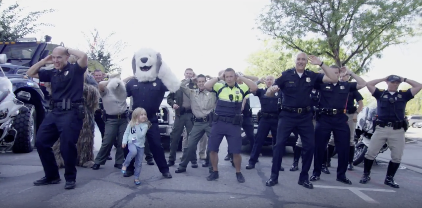 Members of the Salt Lake Police Department dance "The Wookiee," part of a campaign by the Coalition to End Distracted Driving about the dangers of texting behind the wheel. (Photo: YouTube)