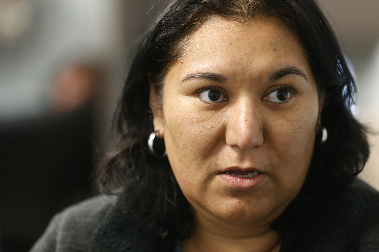 Gabriela Barrera talks about why she signed up for health care plan at the Utah Health Policy Project in West Valley City on Wednesday, Dec. 14, 2016. (Photo: Scott G Winterton, Deseret News)