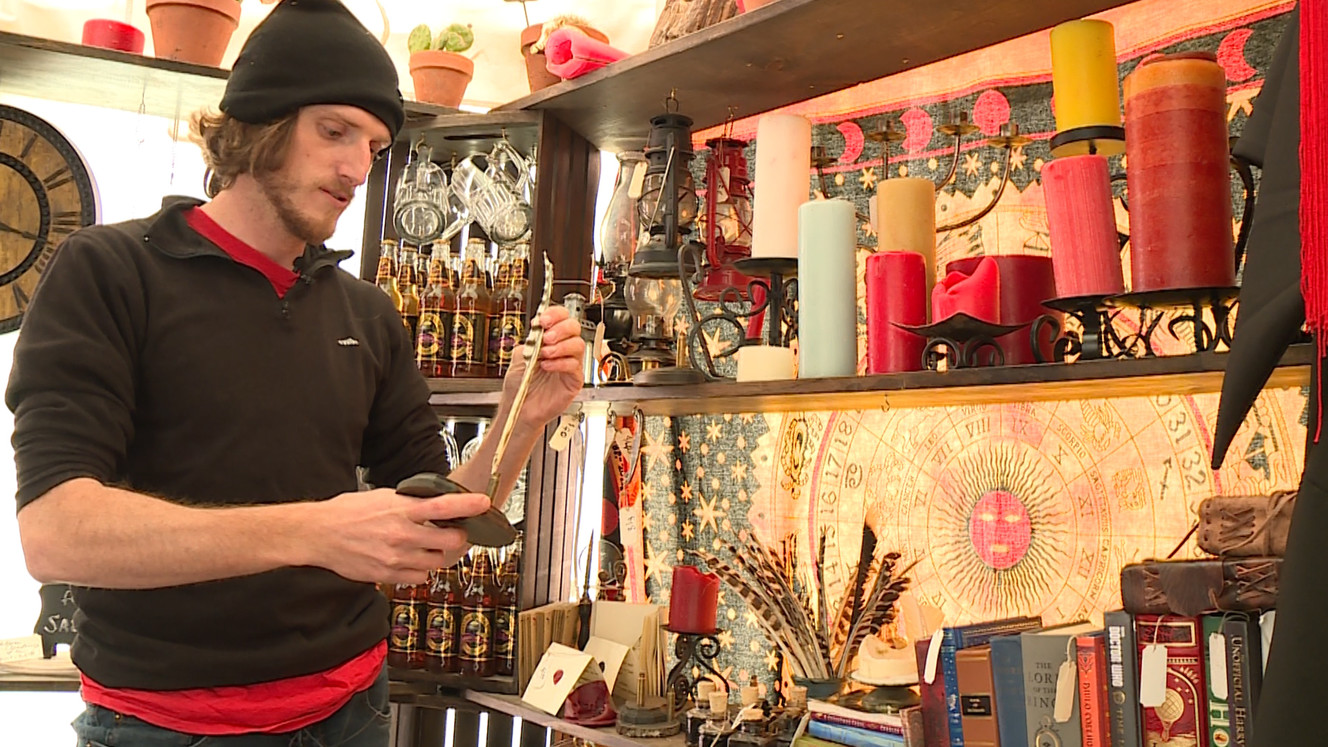 Lee-Roche inside his 'Magical Mercantile' tent. (Photo: Ray Boone, KSL TV)