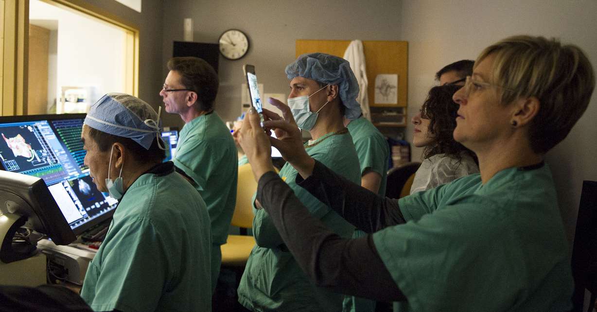 Medical staff observe a cardiac arrhythmia surgery at Intermountain Medical Center in Murray on Monday, Dec. 19, 2016. Photo: Nick Wagner, Deseret News