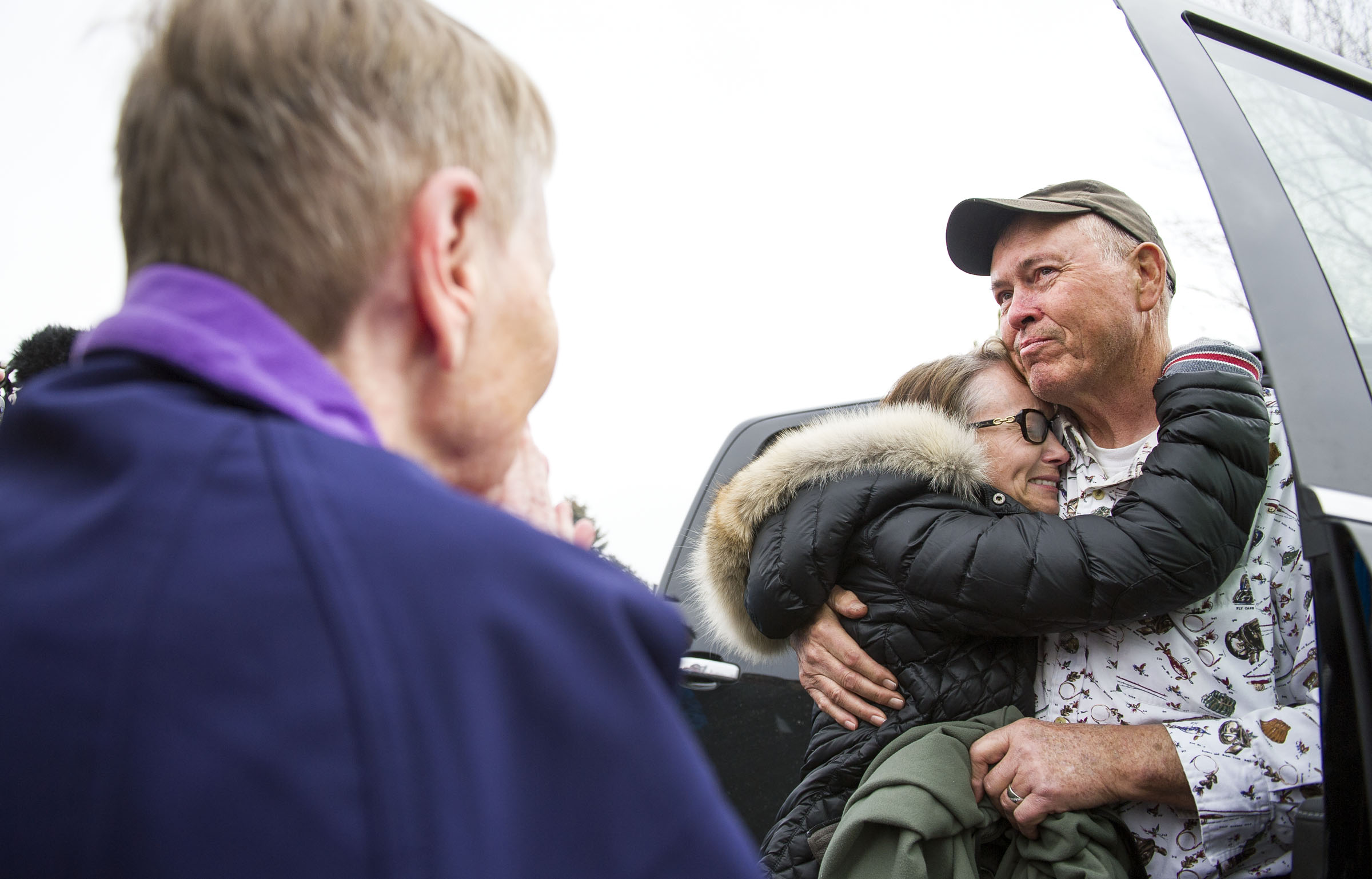 Paul Meiling hugs his daughter, Paula Siebers, outside of his home in West Jordan on Wednesday, Dec. 21, 2016. (Photo: Nick Wagner, Deseret News)