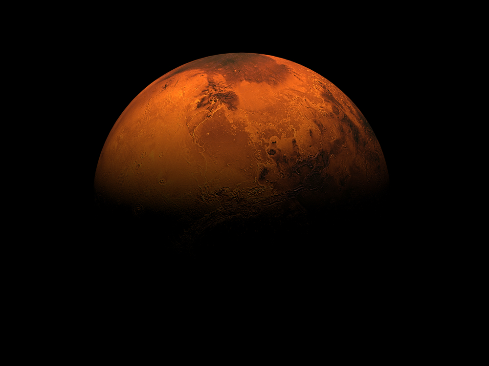 Mars captured by telescope; Mr. Timmi, Shutterstock