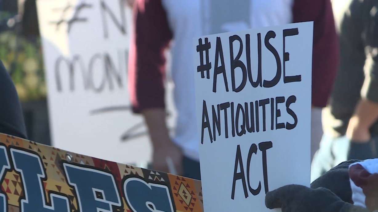 Opponents of the new Bears Ears National Monument covering 1.35 million acres in southeast Utah gather in front of the Monticello Courthouse on Thursday, Dec. 29, 2016, to blast President Barack Obama's decision. (Photo: Derek Petersen, Deseret News)