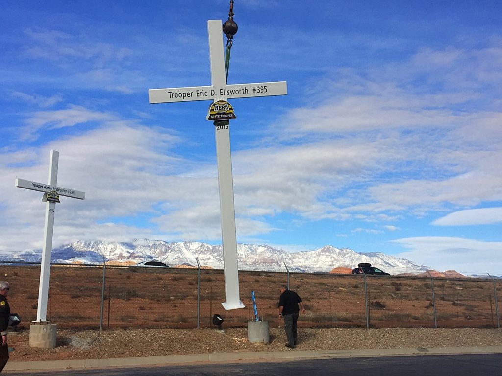 DATS Trucking sets 15th memorial cross for UHP trooper