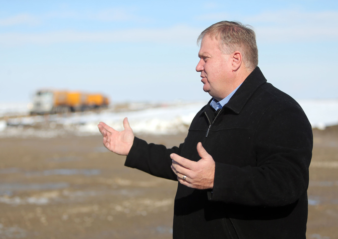 (Photo: Kristin Murphy, Deseret News) Jim Russell, assistant director of the Utah Division of Facilities Construction & Management, discusses construction of the new prison as crews build a temporary road to access the site, seen behind him, in Salt Lake City on Wednesday, Dec. 28, 2016.
