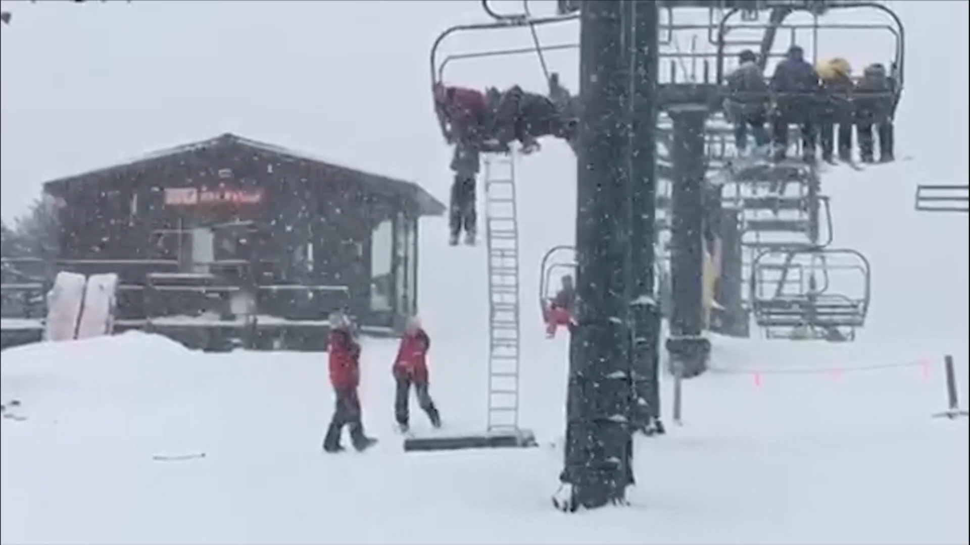 A boy is rescued after his backpack got caught on a chairlift at Sundance Mountain Resort, Jan. 2, 2017. Skier Clint Ashmead captured the rescue on camera and shared his video with KSL's Sam Penrod. (Photo: Clint Ashmead)