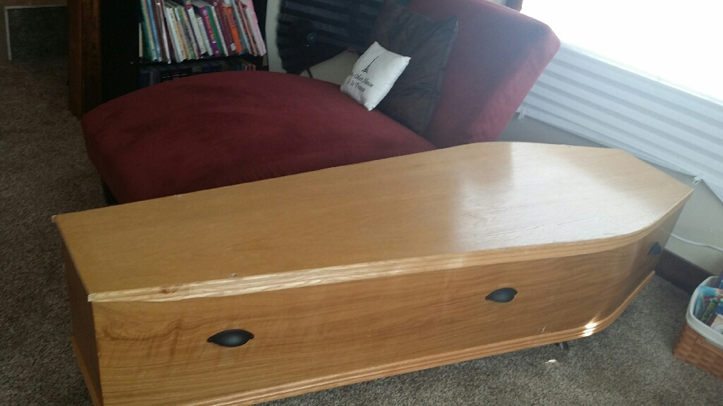 Utah woman fascinated with funerals uses coffins as home decor