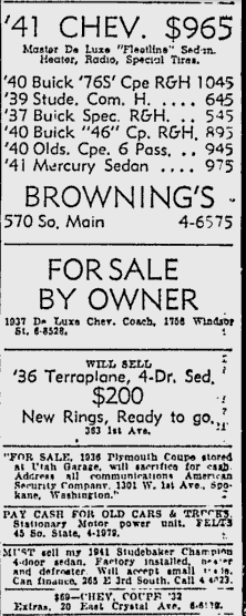 A series of classified ads that ran in the Jan. 1, 1942 edition of the Deseret News.