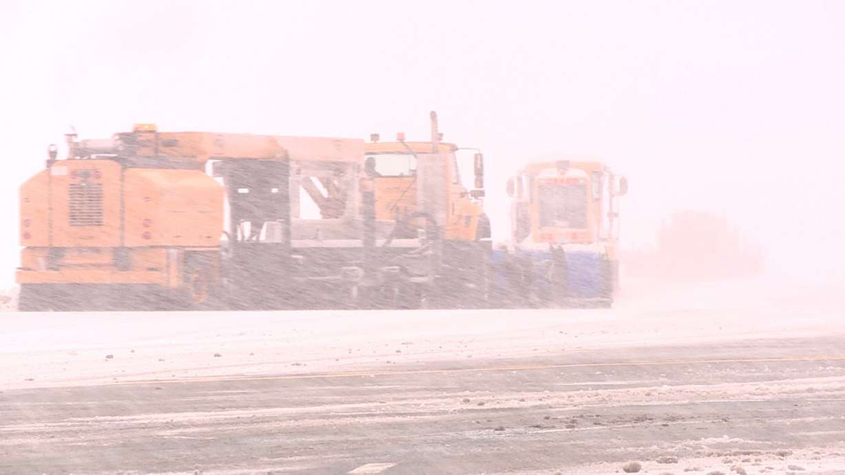 A line of snow removal vehicles at Salt Lake International Airport. (Photo: Ray Boone)