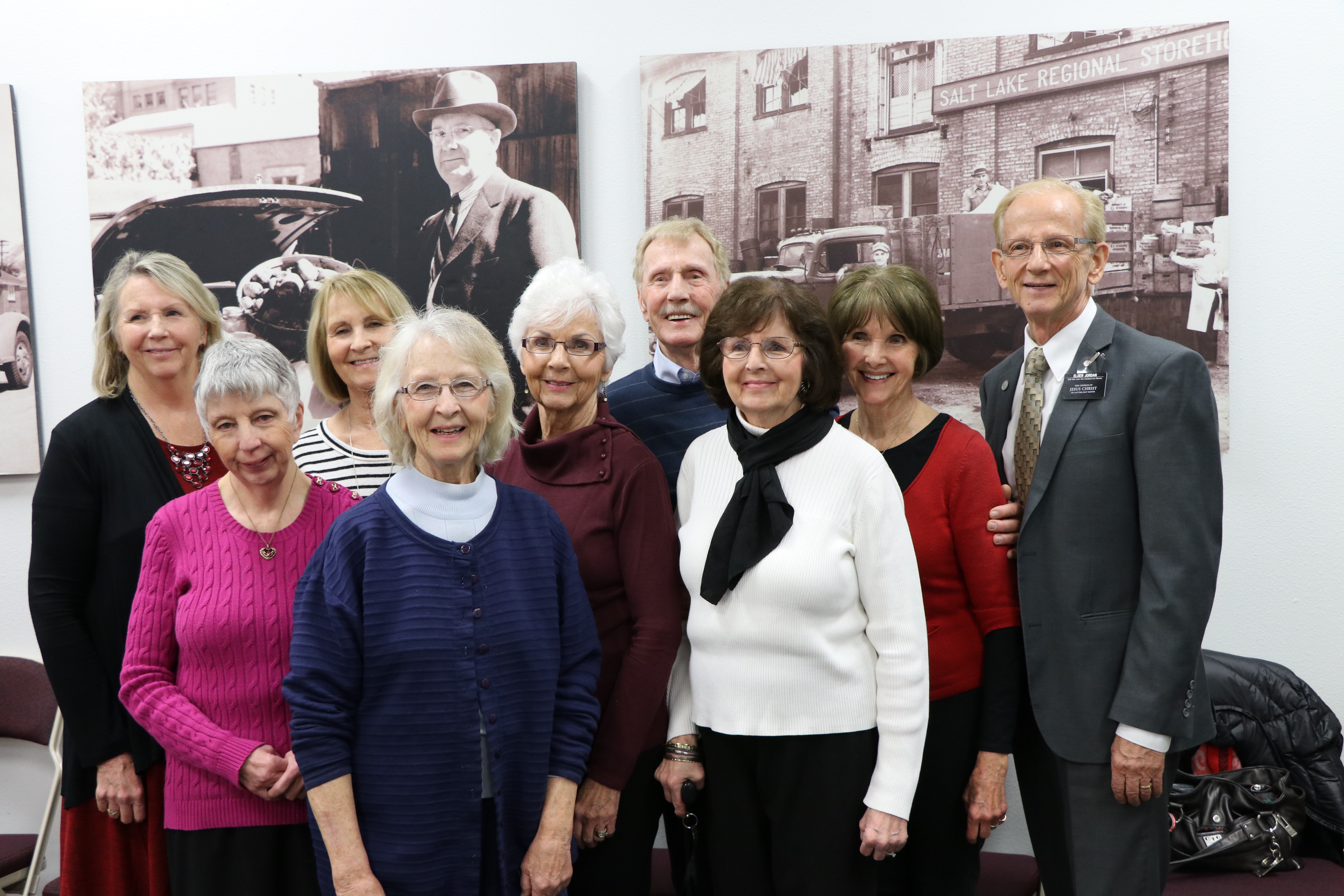 Eight of Jordan's nine siblings were able to make the luncheon and, in a moment of serendipity, realized that their father is featured in one of the photos on the wall (the man on the right in the white apron). Photo: Liesl Nielsen