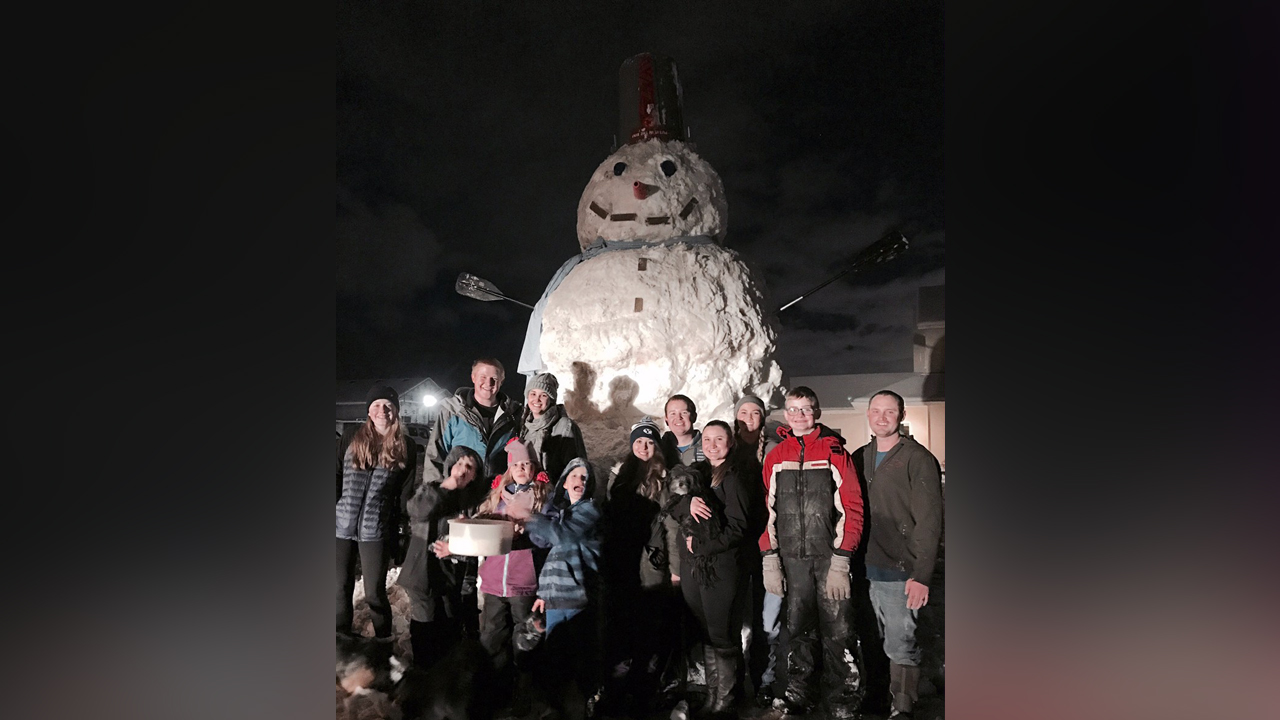 User submitted: Utah neighborhood builds 16-foot snowman