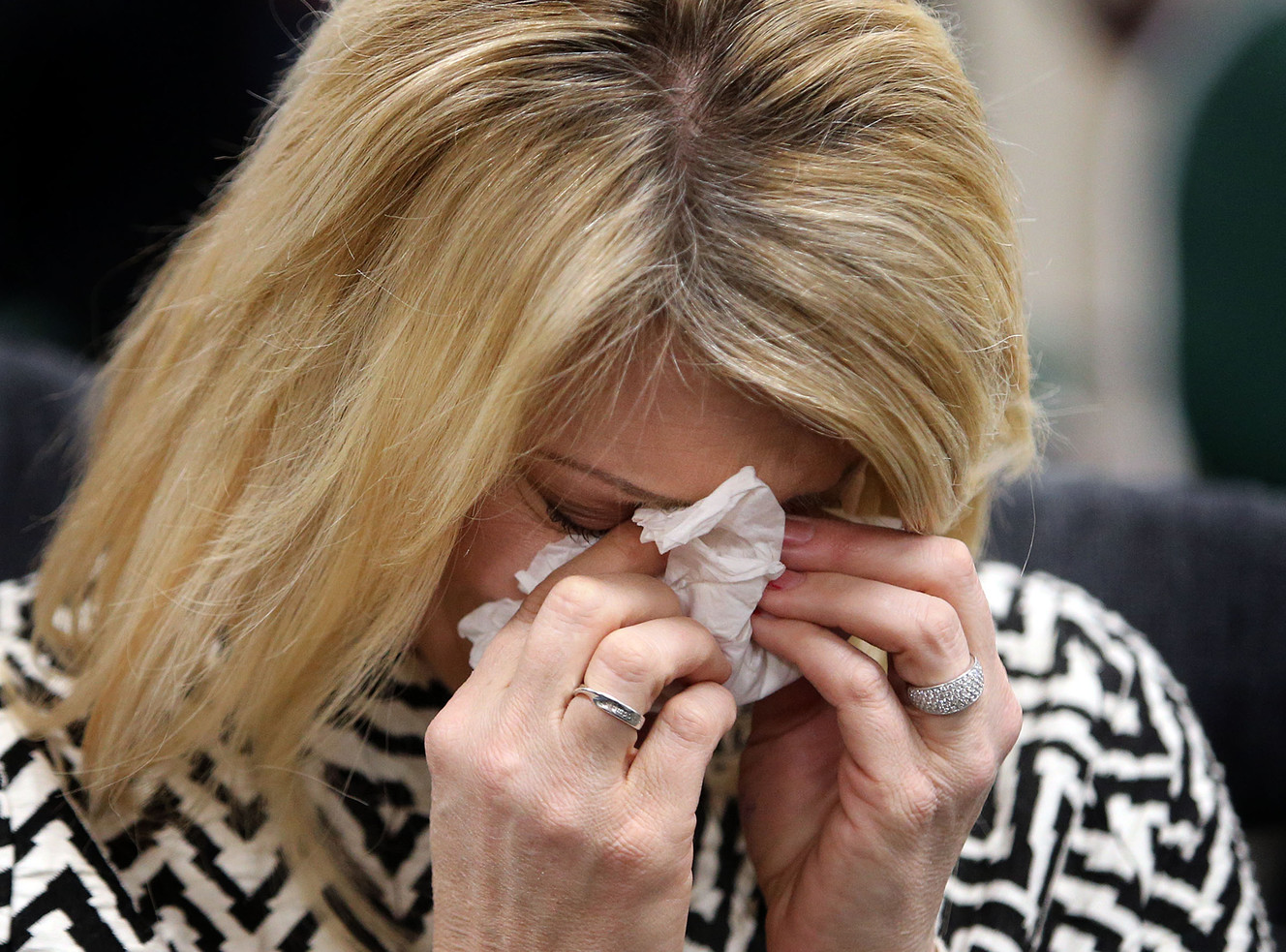 Amber Baum gets emotional while talking about losing her daughter to a heroin overdose during a press conference to launch a new campaign, Stop the Opidemic, at the Utah Department of Health in Salt Lake City on Wednesday, Jan. 25, 2017. (Photo: Kristin Murphy, Deseret News)