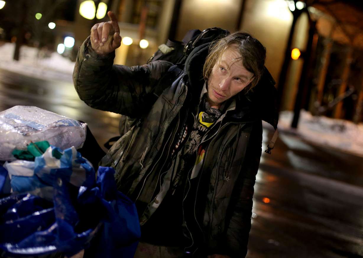 Cody Pay shows Volunteers of America-Utah employees where to find other homeless people during the annual Point-in-Time Count in Sugar House on Thursday, Jan. 26, 2017. (Photo: Laura Seitz, Deseret News)