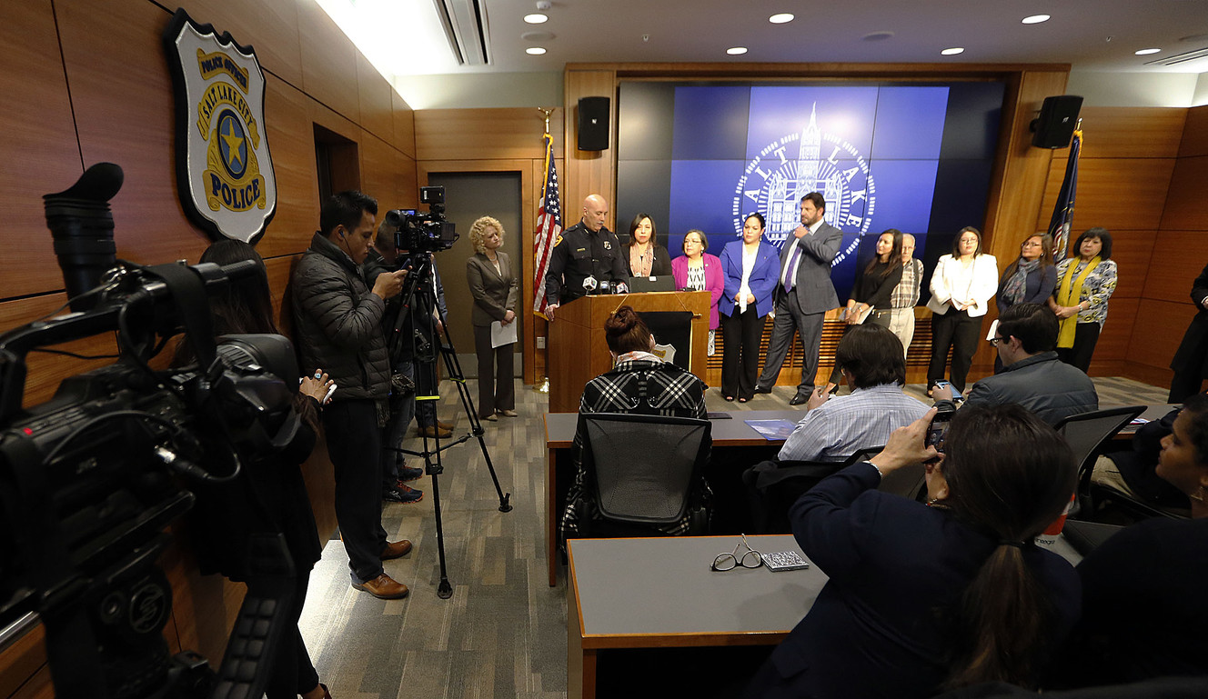 Salt Lake City Police Chief Mike Brown speaks during a press conference concerning immigration at the Public Safety Building in Salt Lake City on Thursday, Jan. 26, 2017. (Photo: Ravell Call, Deseret News)