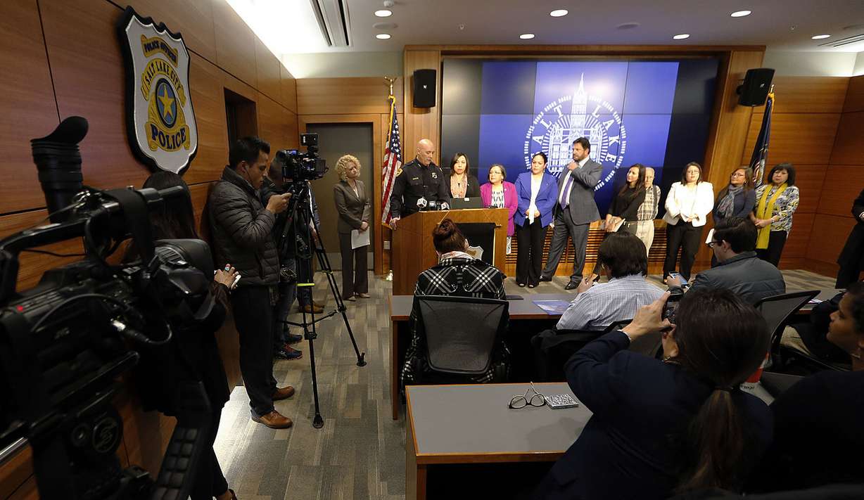 Salt Lake City Police Chief Mike Brown speaks during a press conference concerning immigration at the Public Safety Building in Salt Lake City on Thursday, Jan. 26, 2017. (Photo: Ravell Call, Deseret News)