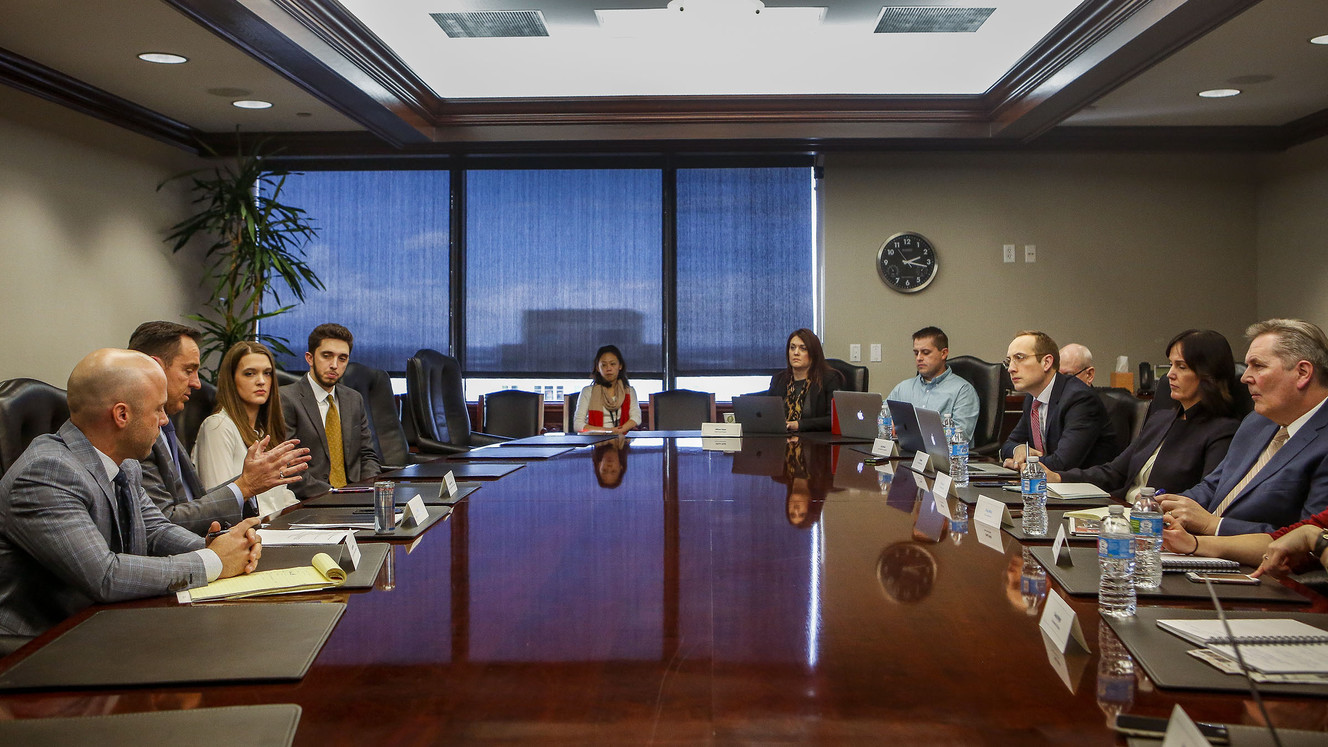 House Speaker Greg Hughes, second from left, answers questions during a meeting with the Deseret News and KSL editorial boards in Salt Lake City on Thursday, Jan. 26, 2017. (Photo: Nicole Boliaux, Deseret News)