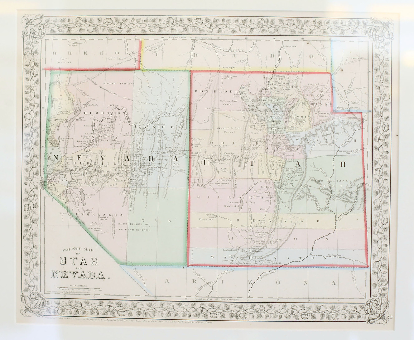 This map shows how Nevada and Utah were once relatively identical sizes. A rare map exhibit is currently on display on the fourth floor of the Capitol in Salt Lake City on Friday, Jan. 27, 2017. (Photo: Laura Seitz, Deseret News)