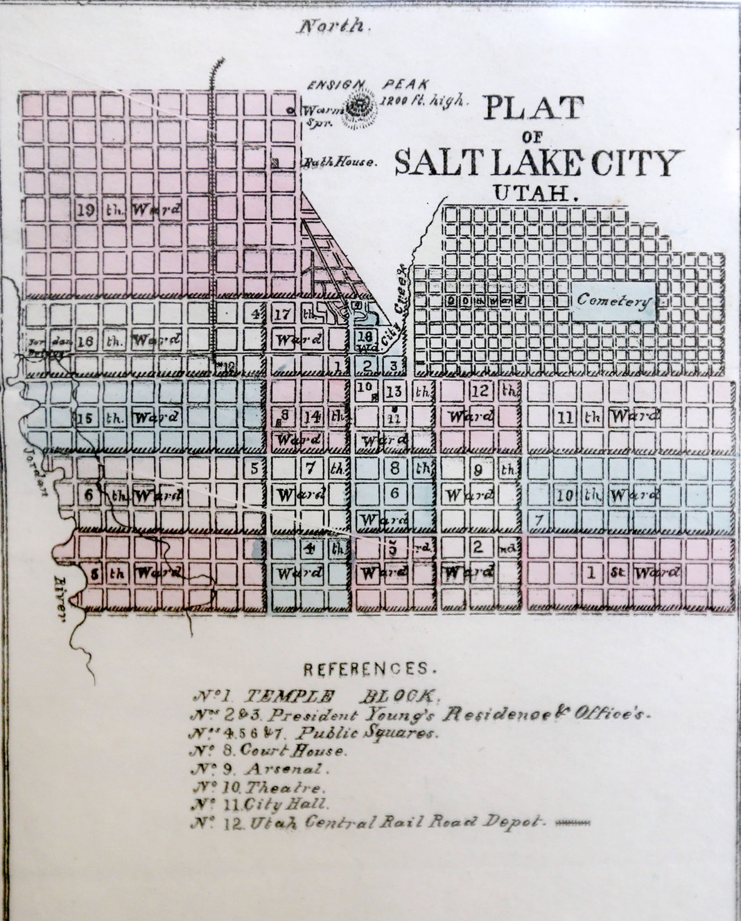 This map depicts the Avenues of Salt Lake City in 1870. A rare map exhibit is currently on display on the fourth floor of the Capitol in Salt Lake City on Friday, Jan. 27, 2017. (Photo: Laura Seitz, Deseret News)