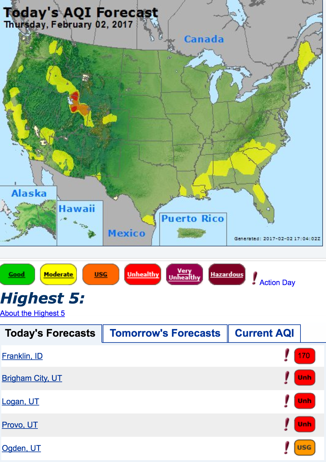 Utah cities ranked with worst air quality in nation during inversion