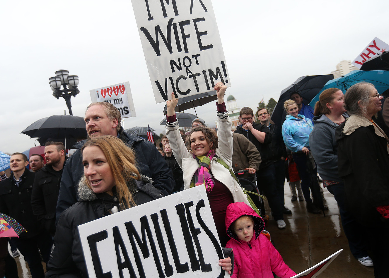 April Briney, of Payson, center, attends a liberty march to the Capitol in Salt Lake City on Friday, Feb. 10, 2017. (Photo: Laura Seitz, Deseret News)