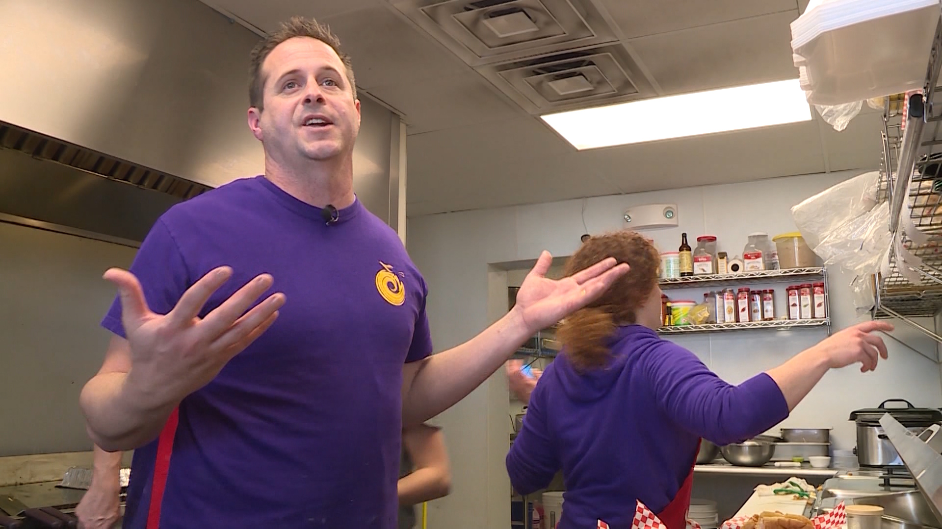 Jason Davis opened MayMoes restaurant at 2495 N. Main St. nine months ago. On Saturday Feb. 11, 2016, Davis decided to offer free meals for any flood victim who needed one. (Photo: KSL TV)