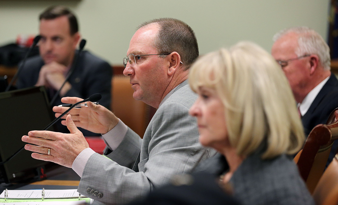 Sen. Scott Sandall, R-Tremonton, asks a question at the Capitol in Salt Lake City on Feb. 14, 2017. Sandall and other members of the Legislative Redistricting Committee announced Monday they will seek comments from the public on political boundaries from August through November.