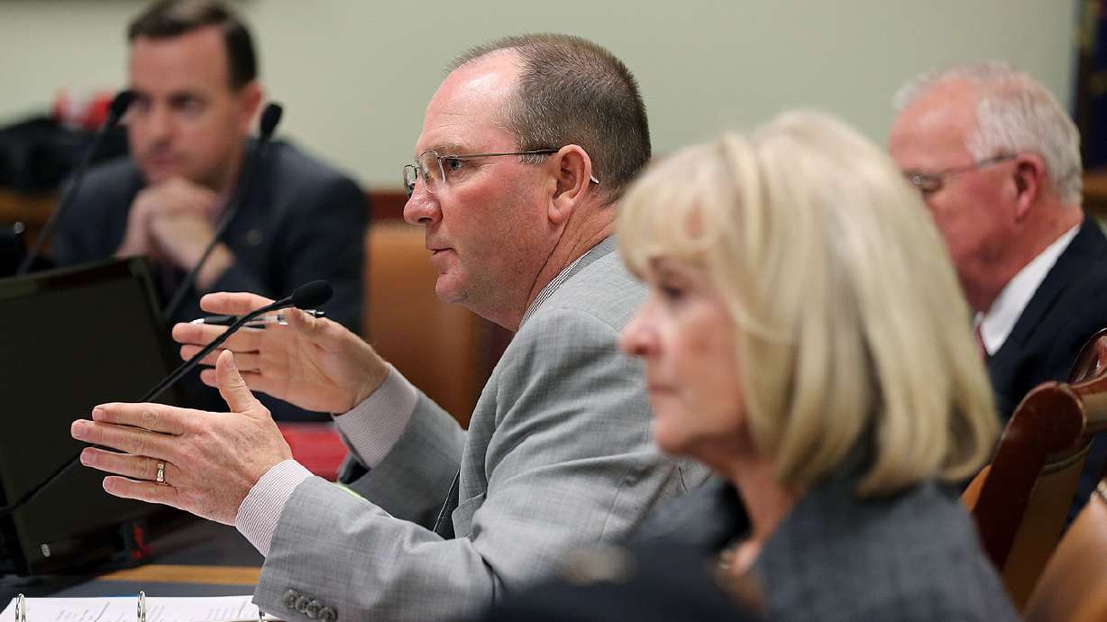 Sen. Scott Sandall, R-Tremonton, asks a question at the Capitol in Salt Lake City on Feb. 14, 2017. Sandall and other members of the Legislative Redistricting Committee announced Monday they will seek comments from the public on political boundaries from August through November.