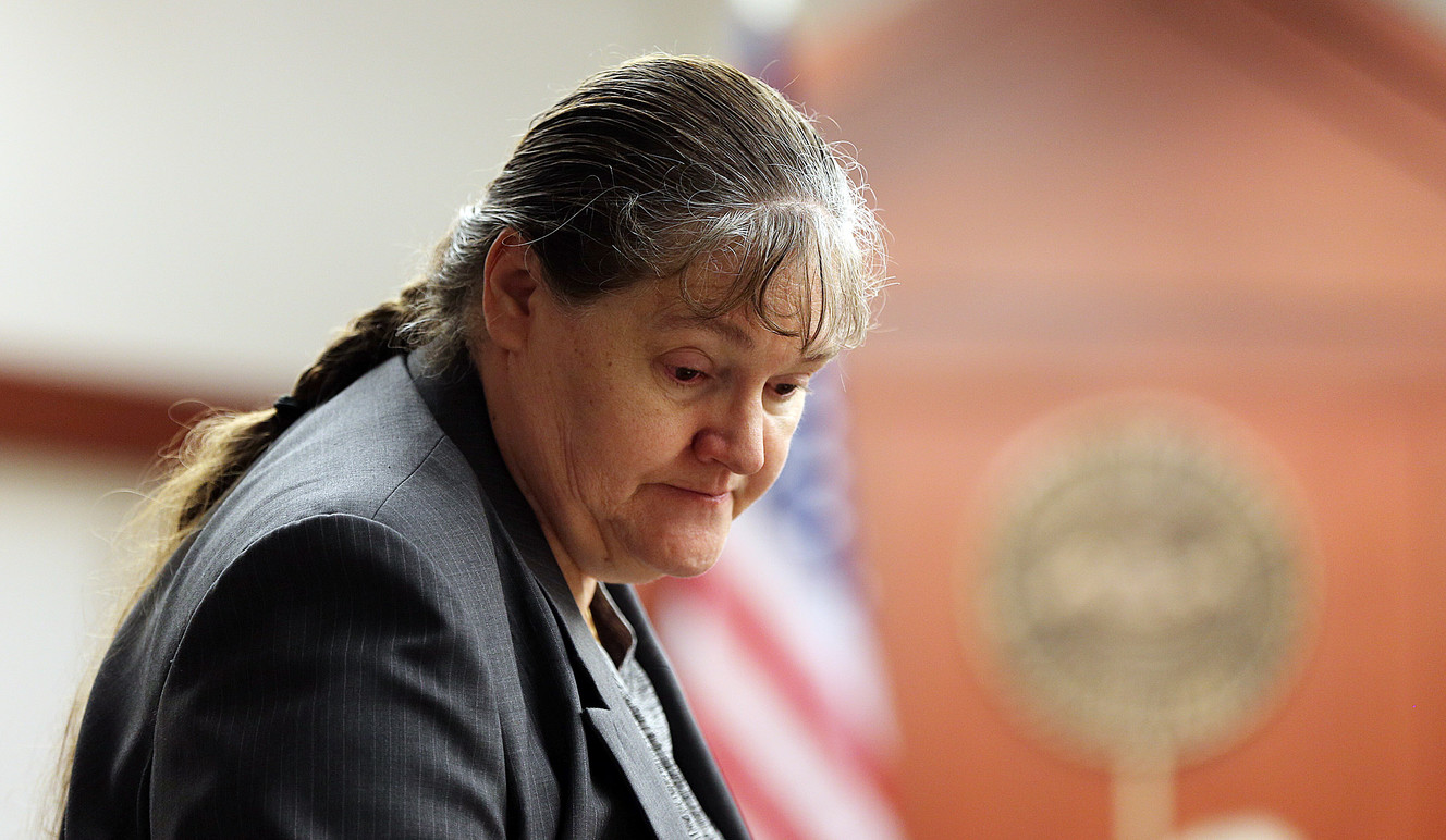 Mary Corporon, Jeremy Johnson's lawyer, turns toward the prosecution during the trial for former Utah Attorney General John Swallow at the Matheson Courthouse in Salt Lake City on Thursday, Feb. 16, 2017. (Photo: Ravell Call, Deseret News)