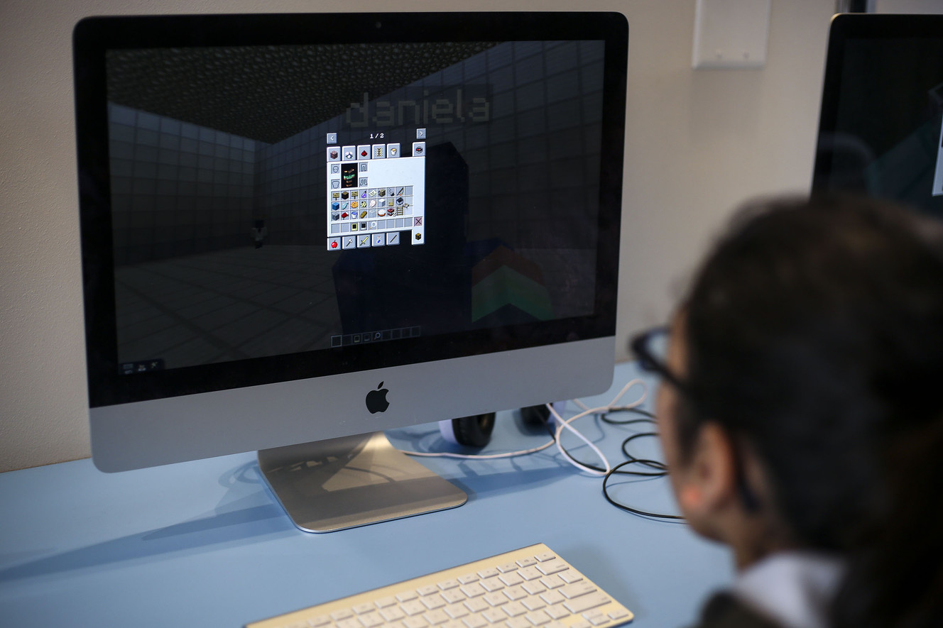 Keira Rico practices Minecraft architecture during a Lego Camp at Zaniac Learning in Salt Lake City on Monday, Feb. 20, 2017. (Photo: Nicole Boliaux, Deseret News)