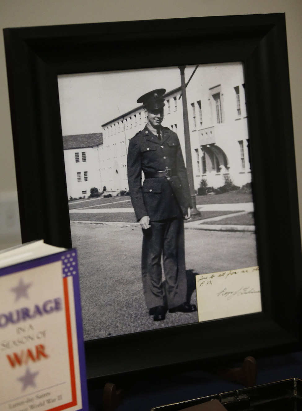 A photo of Staff Sgt. Royce Fuhriman displayed in Salt Lake City on Tuesday, Feb. 21, 2017, as Sen. Orrin Hatch, R-Utah, posthumously presented Fuhriman's family with his Purple Heart. Fuhriman was taken prisoner in World War II and survived the Bataan Death March. He died in 2007 at age 86. (Photo: Jeffrey D. Allred, Deseret News)