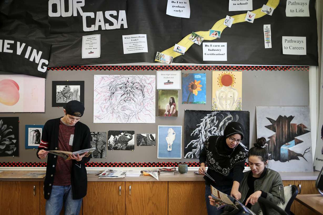 Students study and hang out in the Our CASA space at West High School in Salt Lake City on Friday, Feb. 24, 2017. Photo: Spenser Heaps, Deseret News