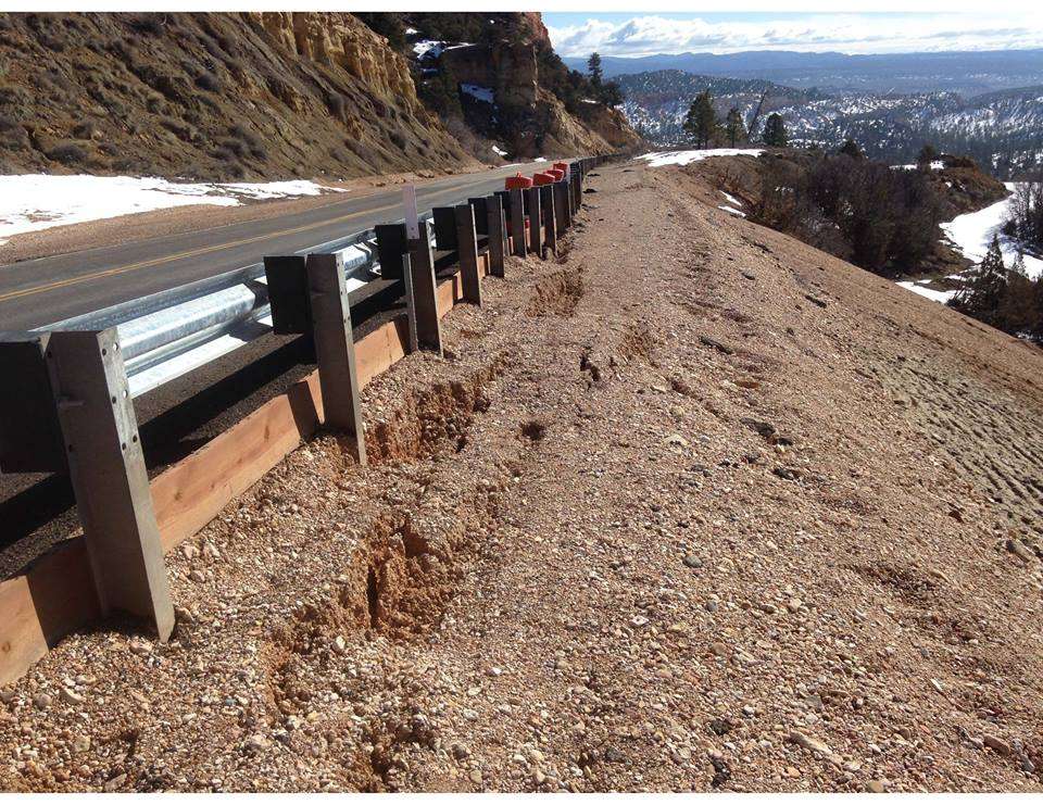 A photo of a landslide next to state Route 12 near Tropic, Utah taken on Feb. 13, 2017 (Photo: Bryce Canyon National Park)