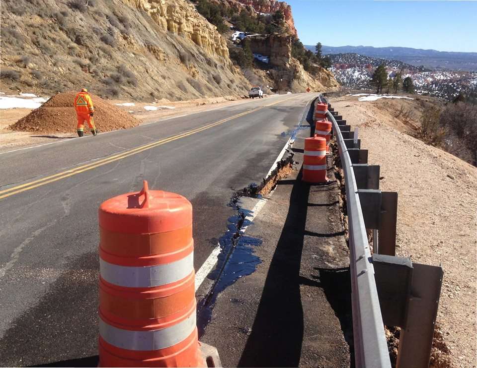 A photo of a landslide next to state Route 12 near Tropic, Utah taken on Feb. 15, 2017 (Photo: Bryce Canyon National Park)