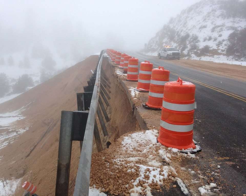 A photo of a landslide next to state Route 12 near Tropic, Utah taken on Feb. 19, 2017 (Photo: Bryce Canyon National Park)