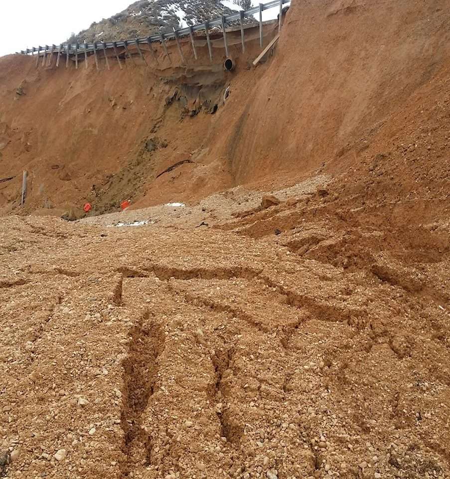 A photo of a landslide next to state Route 12 near Tropic, Utah taken on Feb. 20, 2017 (Photo: Bryce Canyon National Park)