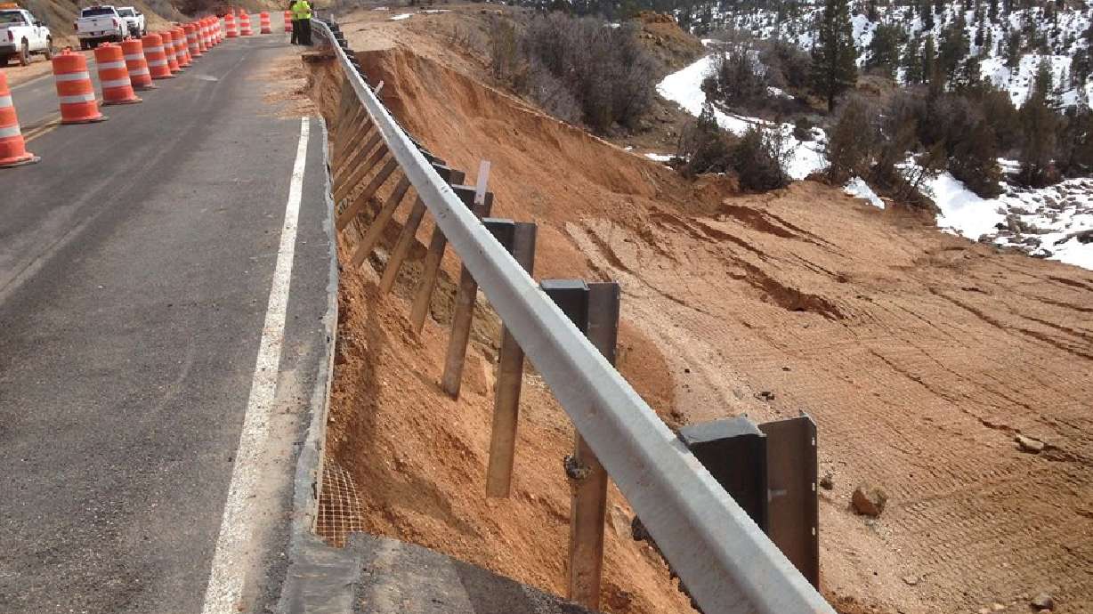Photos show gradual deterioration of highway near Bryce Canyon